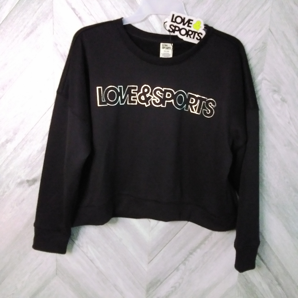 Love&Sports Women's Cropped Logo Sweatshirt Sz: XXL (20) Black